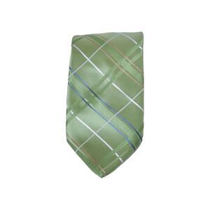 Bloomingdale's 100% Silk Green Blue White Plaid Men's Neck Tie